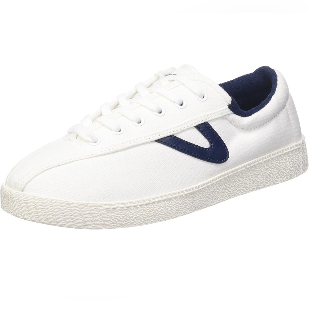 Tretorn Nylite Canvas Women’s White Navy Sneakers, Size 8.5
